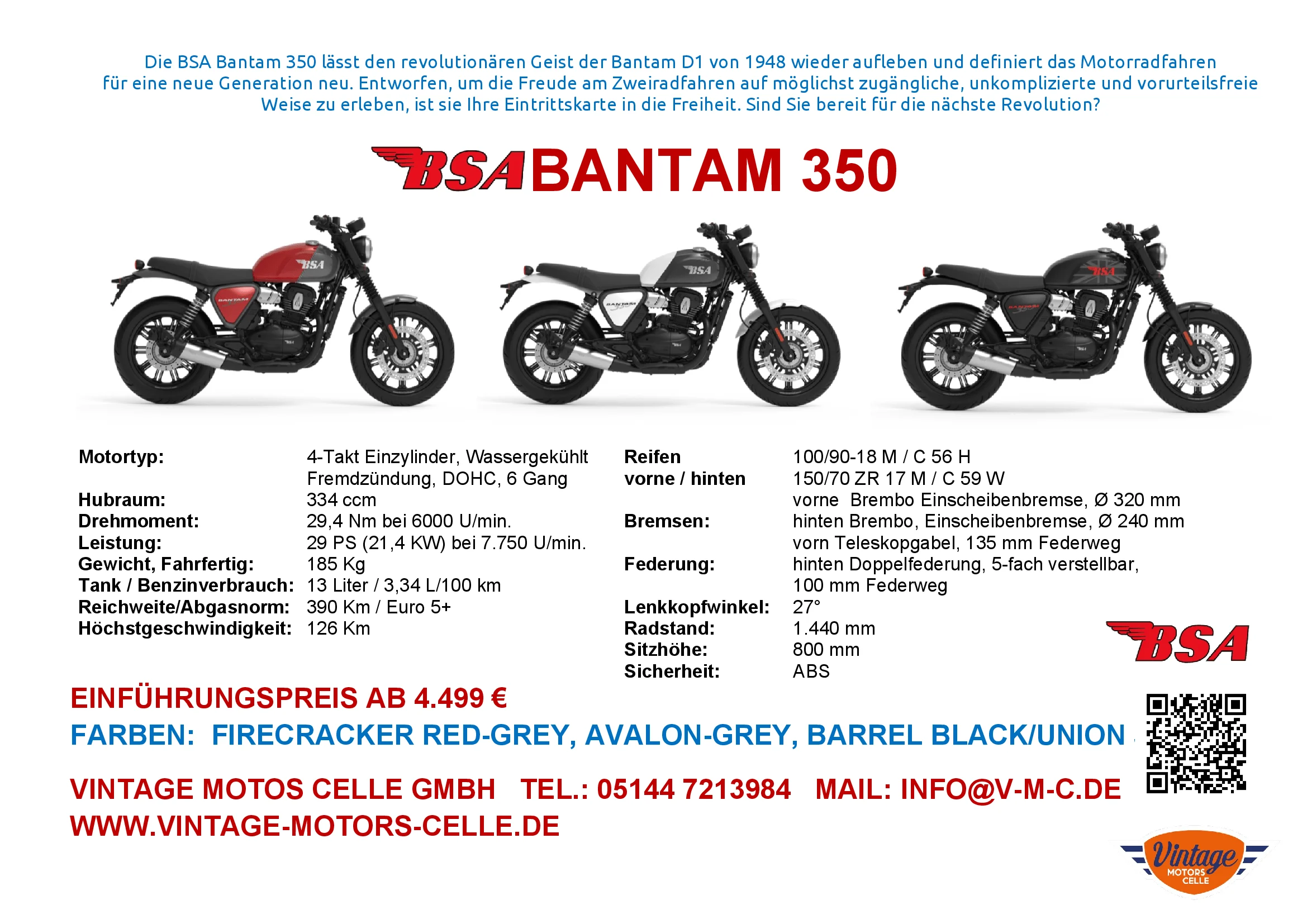 BSA Bantam 350 Preisschild
